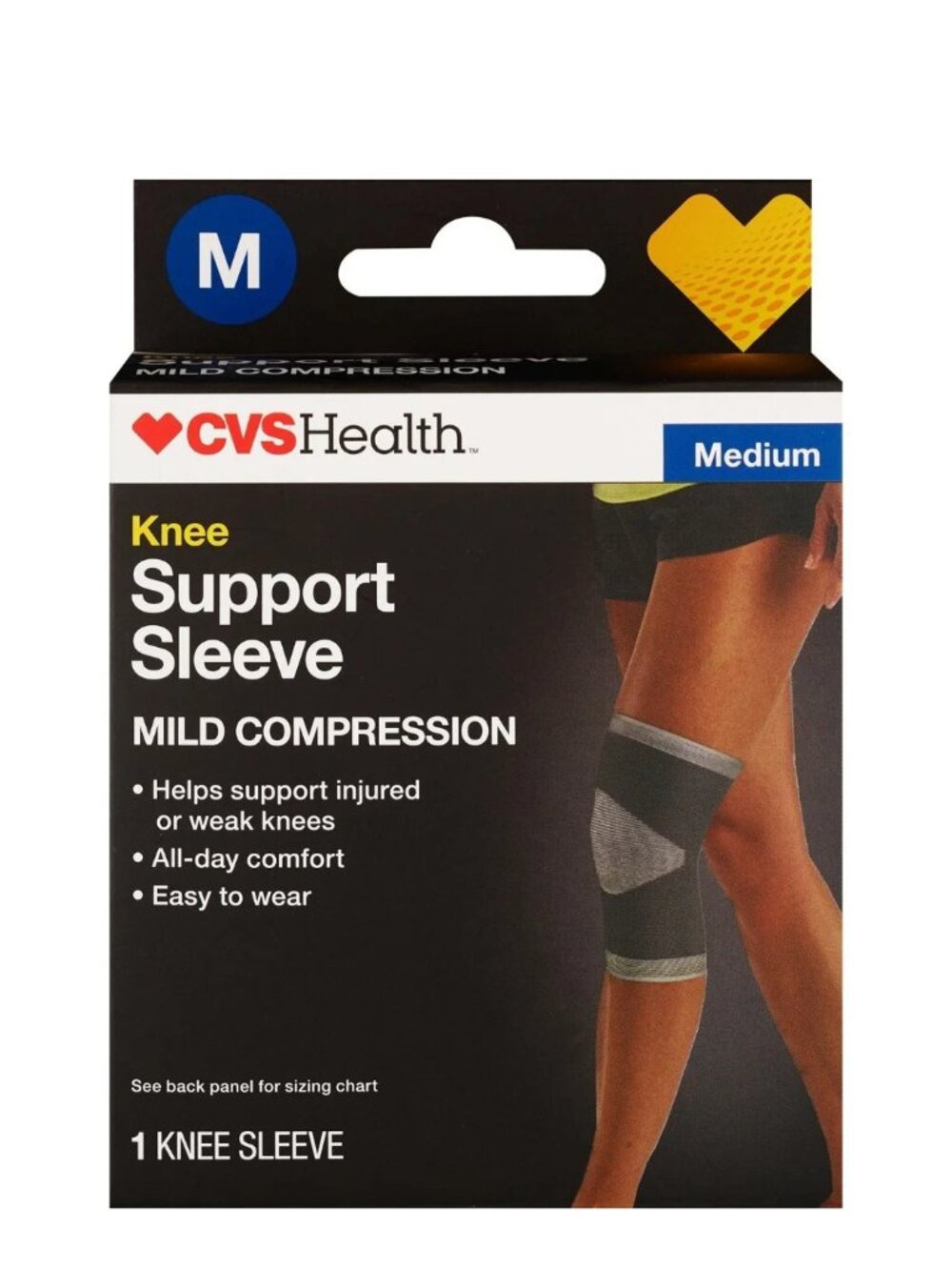 CVS Health Knee Support Sleeve Compression Elastic Brace Size Medium New